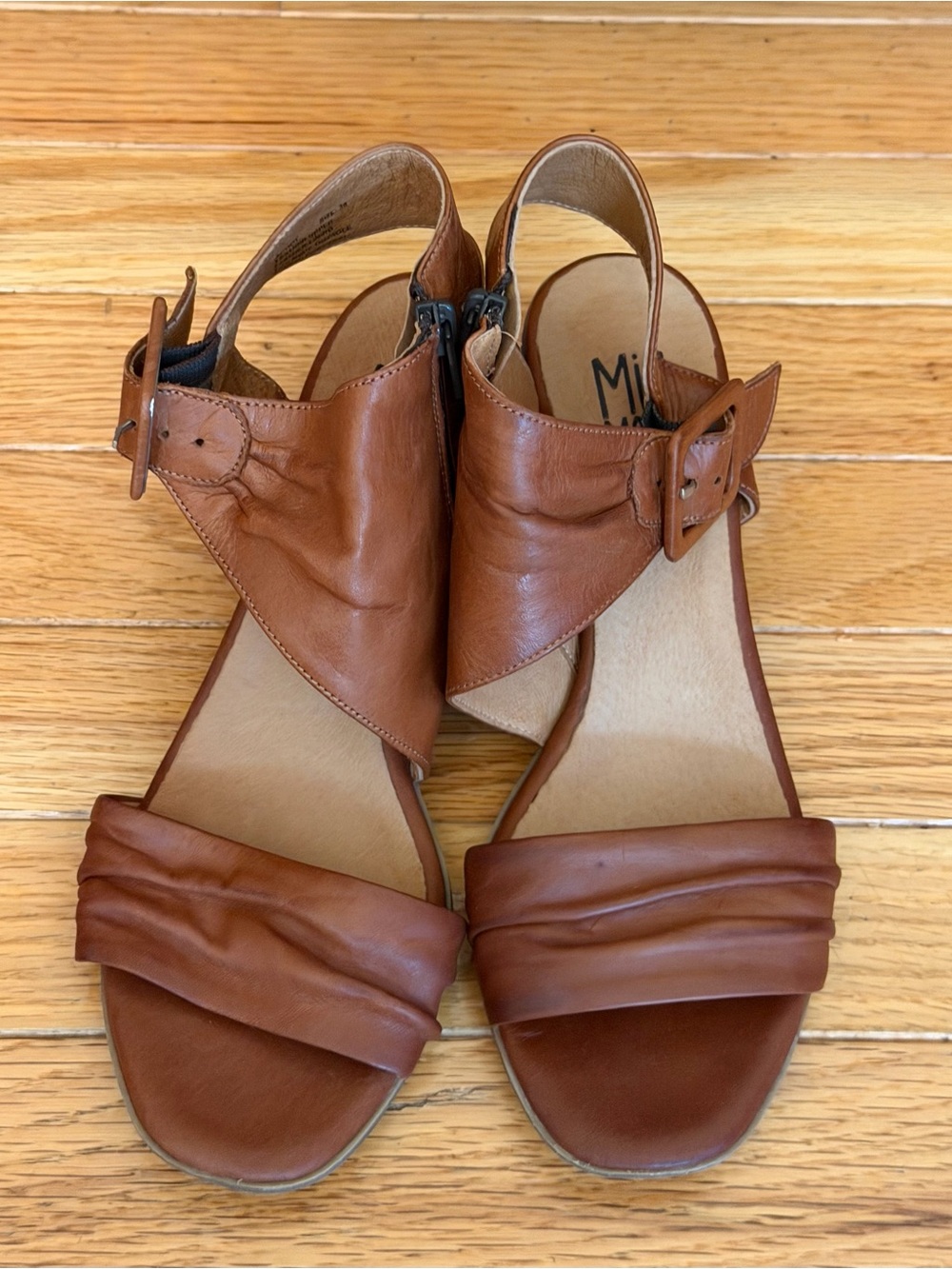Miz Mooz Leather Heeled Sandals Scoot Tan 38